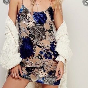 Free People Mesh velvet slip dress